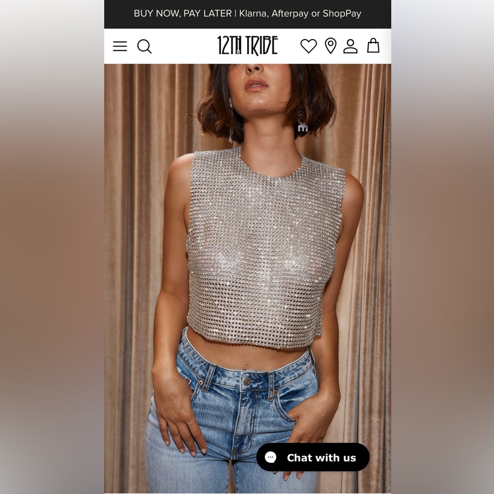 12th Tribe She’s a Gem Silver Rhinestone Top